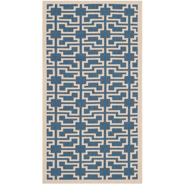 Safavieh Courtyard Rug - 2.6-ft x 5-ft - Polypropylene - Blue/Beige