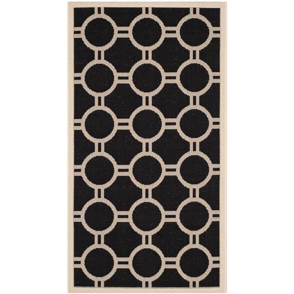 Safavieh Courtyard Rug - 2.6-ft x 5-ft - Polypropylene - Black/Beige