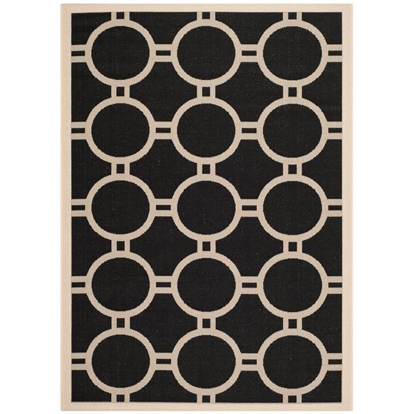 Safavieh Courtyard Rug - 4-ft x 5.6-ft - Polypropylene - Black/Beige