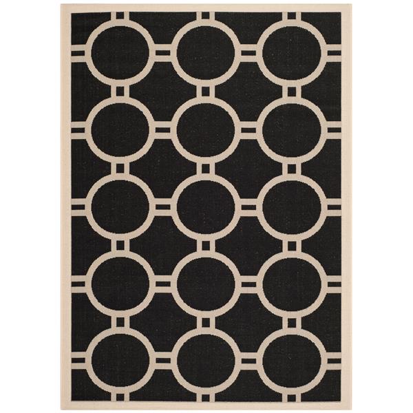 Safavieh Courtyard Rug - 5.3-ft x 7.6-ft - Polypropylene - Black/Beige