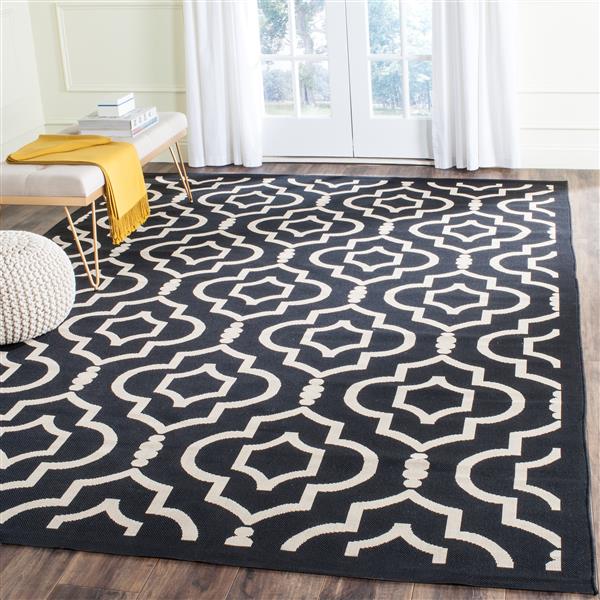 Safavieh Courtyard Rug - 2.6-ft x 5-ft - Polypropylene - Black/Beige