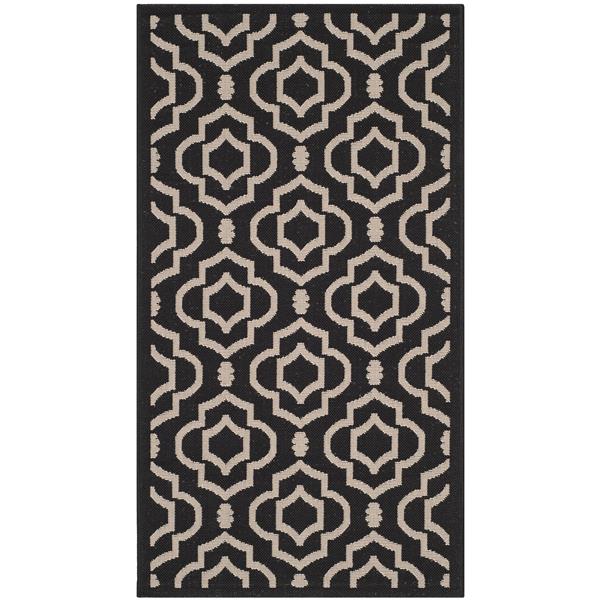 Safavieh Courtyard Rug - 2.6-ft x 5-ft - Polypropylene - Black/Beige