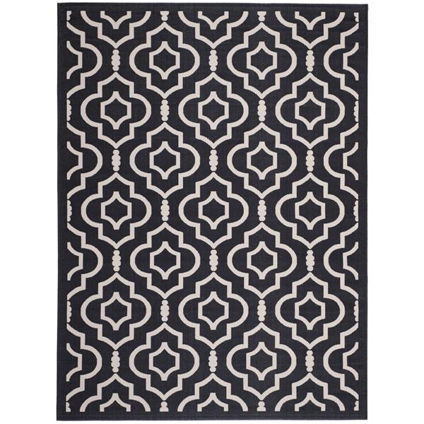 Safavieh Courtyard Rug - 5.3-ft x 7.6-ft - Polypropylene - Black/Beige