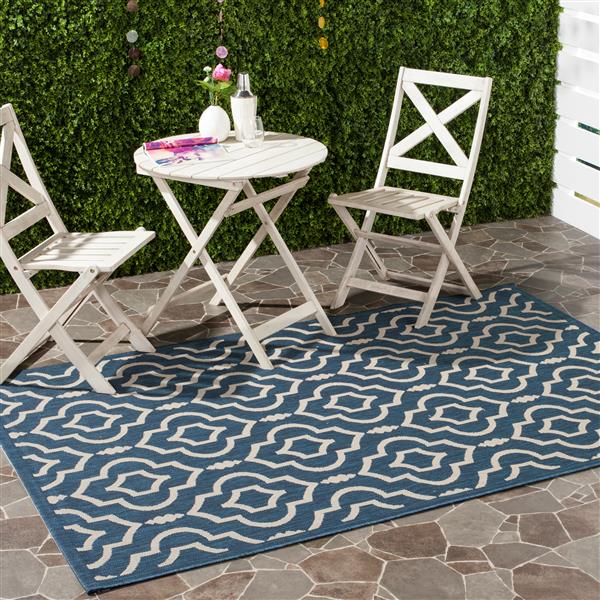 Safavieh Courtyard Rug - 2.6-ft x 5-ft - Polypropylene - Navy Blue/Beige