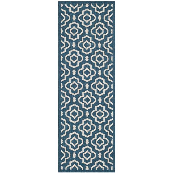 Safavieh Courtyard Rug - 2.3-ft x 10-ft - Polypropylene - Navy Blue/Beige