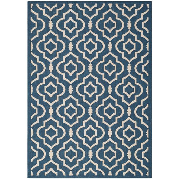 Safavieh Courtyard Rug - 4-ft x 5.6-ft - Polypropylene - Navy Blue/Beige