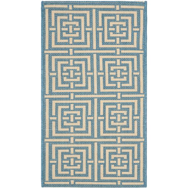 Safavieh Courtyard Rug - 2.6-ft x 5-ft - Polypropylene - Blue/Ivory
