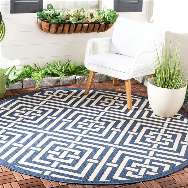 Safavieh Courtyard Rug - 5.3-ft x 5.3-ft - Polypropylene - Navy Blue