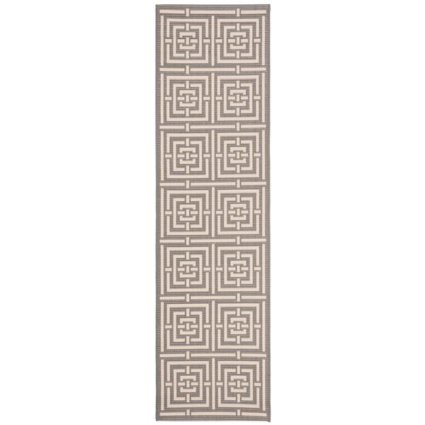 Safavieh Courtyard Rug - 2.3-ft x 12-ft - Polypropylene - Gray/Cream