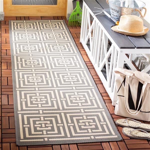 Safavieh Courtyard Rug - 2.3-ft x 16-ft - Polypropylene - Gray/Cream