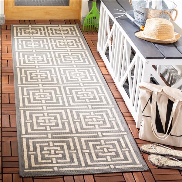 Safavieh Courtyard Rug - 2.3-ft x 6.6-ft - Polypropylene - Gray/Cream