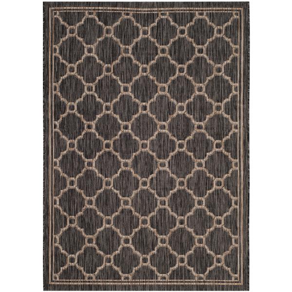 Safavieh Courtyard Rug - 4-ft x 5.6-ft - Polypropylene - Natural/Black