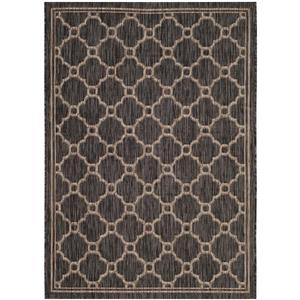 Safavieh Courtyard Rug - 4-ft x 5.6-ft - Polypropylene - Natural/Black