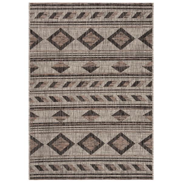 Safavieh Courtyard Rug - 4-ft x 5.6-ft - Polypropylene - Gray/Black