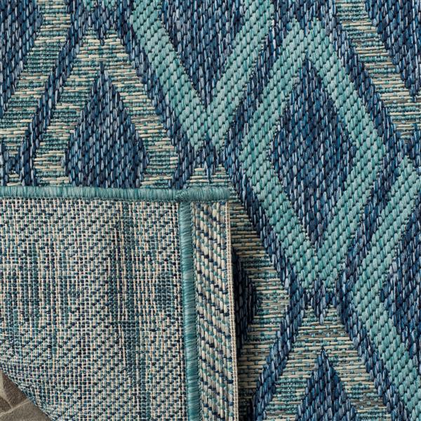 Safavieh Courtyard Rug - 4-ft x 5.6-ft - Polypropylene - Navy Blue/Aqua
