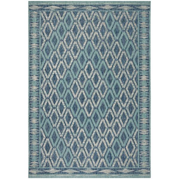Safavieh Courtyard Rug - 4-ft x 5.6-ft - Polypropylene - Navy Blue/Aqua