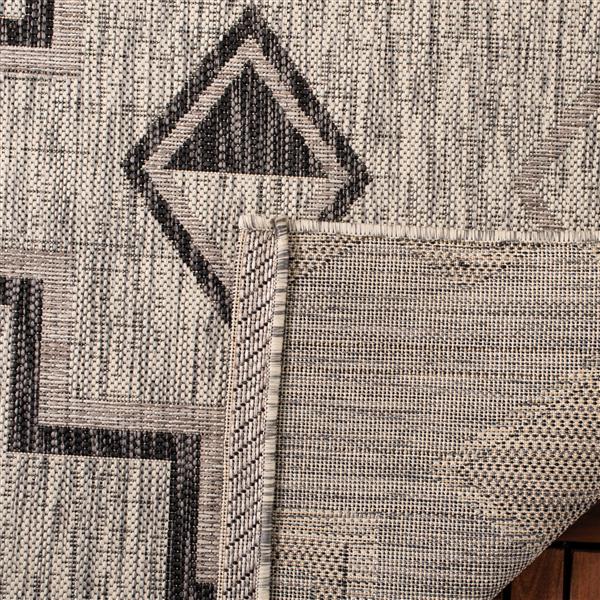 Safavieh Courtyard Rug - 2-ft x 8-ft - Polypropylene - Gray/Black