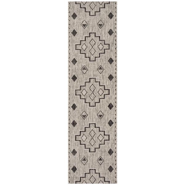 Safavieh Courtyard Rug - 2-ft x 8-ft - Polypropylene - Gray/Black