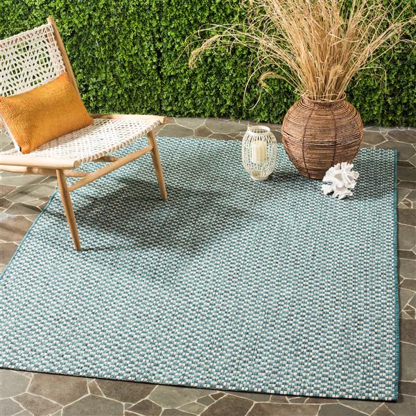 Safavieh Courtyard Rug - 2.6-ft x 5-ft - Polypropylene - Turquoise/Gray