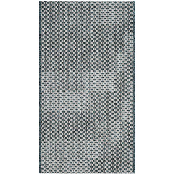 Safavieh Courtyard Rug - 2.6-ft x 5-ft - Polypropylene - Turquoise/Gray