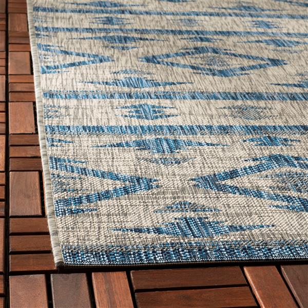 Safavieh Courtyard Rug - 2-ft x 8-ft - Polypropylene - Gray/Navy Blue