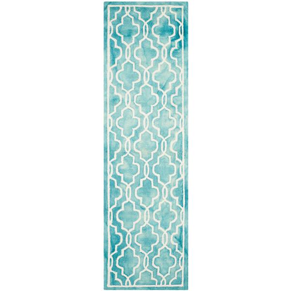 Safavieh Dip Dye Rug - 2.3-ft x 8-ft - Wool - Turquoise/Ivory DDY539D ...