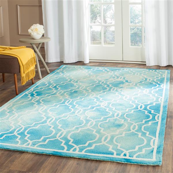 Safavieh Dip Dye Rug - 3-ft x 5-ft - Wool - Turquoise/Ivory