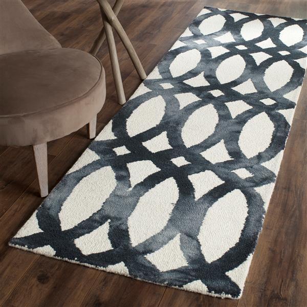 Safavieh Dip Dye Rug - 2.3-ft x 8-ft - Wool - Ivory/Graphite