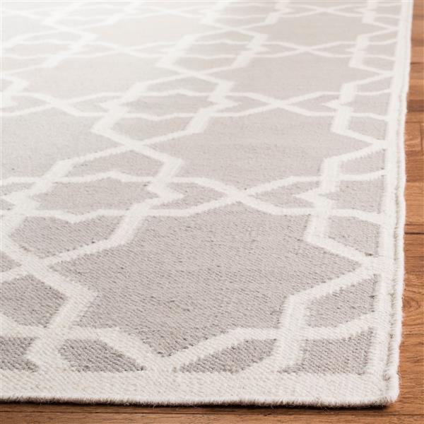 Safavieh Dhurries Rug - 2.5-ft x 6-ft - Wool - Gray/Ivory