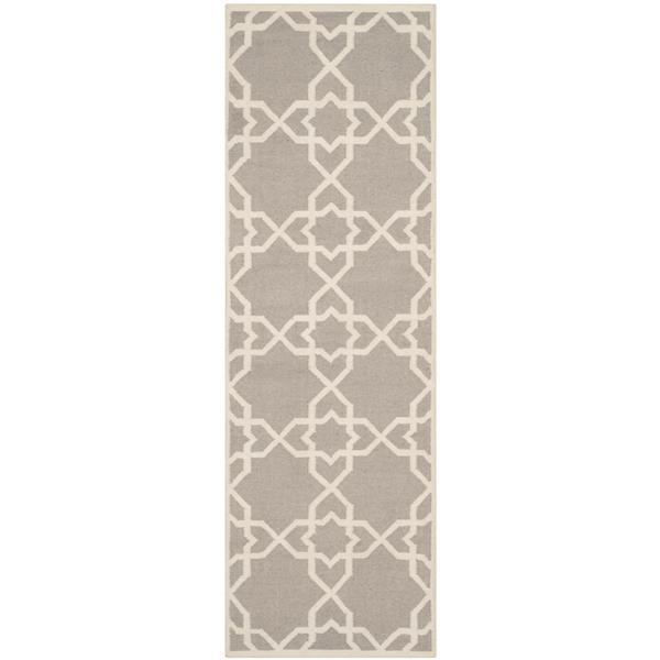 Safavieh Dhurries Rug - 2.5-ft x 6-ft - Wool - Gray/Ivory