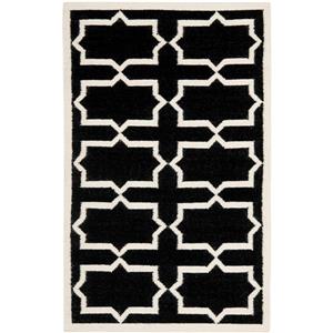 Safavieh Dhurries Rug - 3-ft x 5-ft - Wool - Black/Ivory