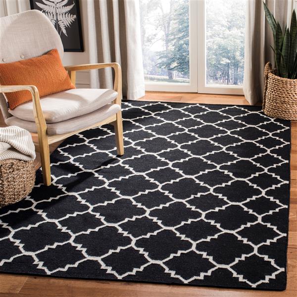 Safavieh Dhurries Rug - 2.5-ft x 4-ft - Wool - Black/Ivory