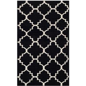 Safavieh Dhurries Rug - 2.5-ft x 4-ft - Wool - Black/Ivory