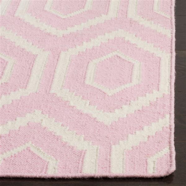 Safavieh Dhurries Rug 3' x 5' Wool Pink/Ivory DHU556C3 RONA