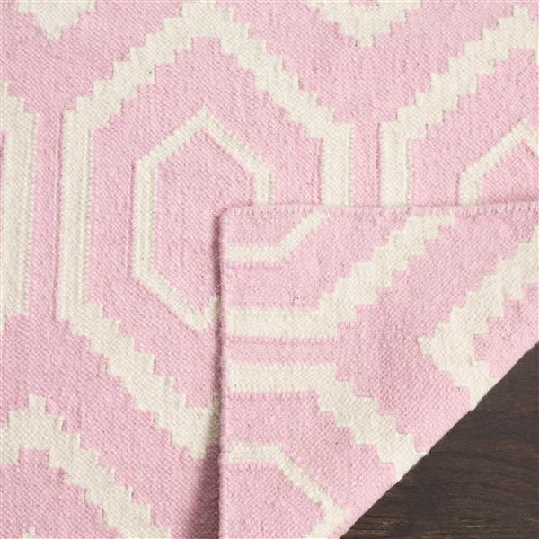 Safavieh Dhurries Rug 3' x 5' Wool Pink/Ivory DHU556C3 RONA