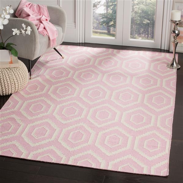 Safavieh Dhurries Rug - 2.5-ft x 4-ft - Wool - Pink/Ivory