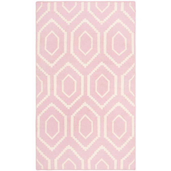 Safavieh Dhurries Rug - 2.5-ft x 4-ft - Wool - Pink/Ivory