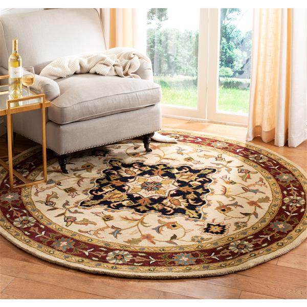 Safavieh Heritage Rug - 8-ft x 8-ft - Wool - Ivory/Red