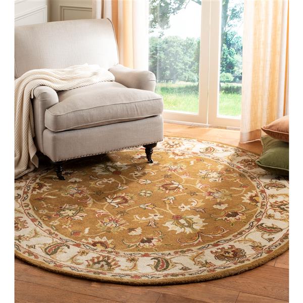 Safavieh Heritage Rug - 8-ft x 8-ft - Wool - Mocha/Ivory