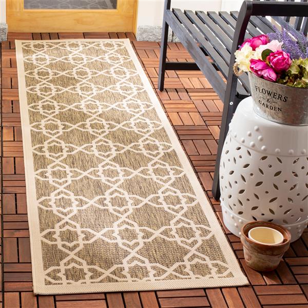 Safavieh Courtyard Rug - 2.3-ft x 10-ft - Polypropylene - Brown/Beige