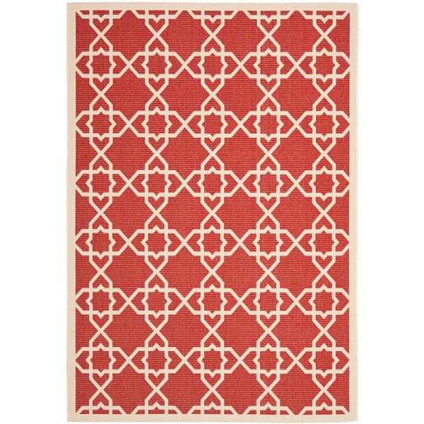 Safavieh Courtyard Rug - 4-ft x 5.6-ft - Polypropylene - Red/Beige