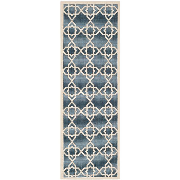 Safavieh Courtyard Rug - 2.3-ft x 10-ft - Polypropylene - Navy Blue
