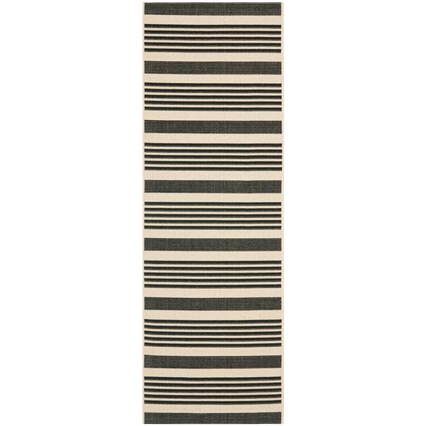 Safavieh Courtyard Rug - 2.3-ft x 10-ft - Polypropylene - Black/Ivory