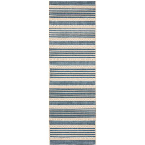 Safavieh Courtyard Rug - 2.3-ft x 8-ft - Polypropylene - Beige/Blue