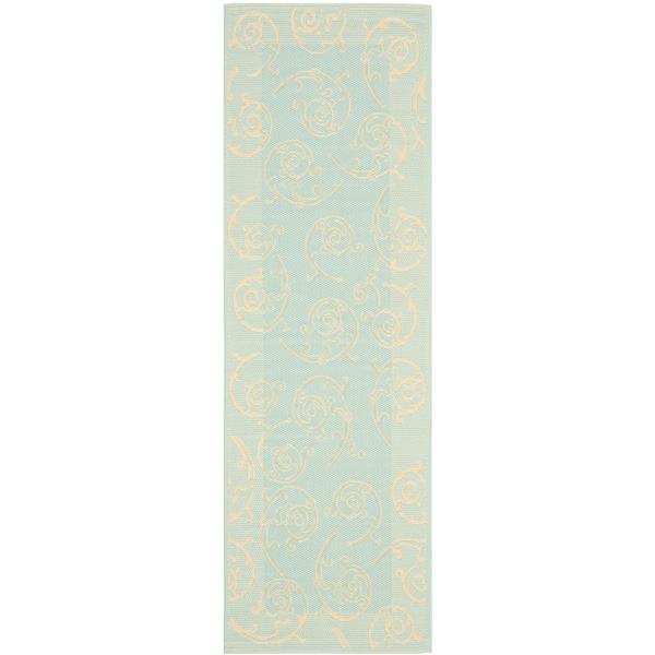 Safavieh Courtyard Rug - 2.3-ft x 6.6-ft - Polypropylene - Aqua/Cream
