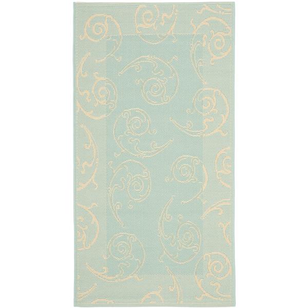Safavieh Courtyard Rug - 2.6-ft x 5-ft - Polypropylene - Aqua/Cream