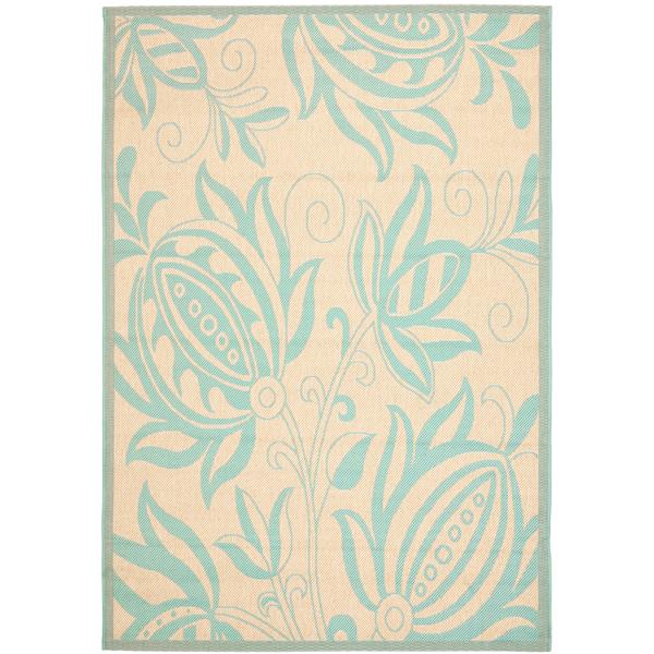 Safavieh Courtyard Rug - 5.3-ft x 7.6-ft - Polypropylene - Cream/Aqua