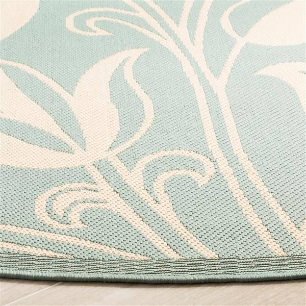 Safavieh Courtyard Rug - 4-ft x 5.6-ft - Polypropylene - Aqua/Cream