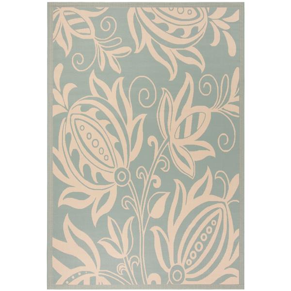 Safavieh Courtyard Rug - 4-ft x 5.6-ft - Polypropylene - Aqua/Cream