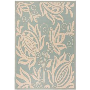 Safavieh Courtyard Rug - 4-ft x 5.6-ft - Polypropylene - Aqua/Cream